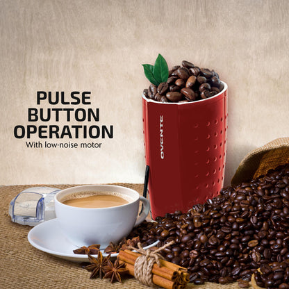 OVENTE Electric Coffee Grinder for Beans, Spices and More, 2.5Oz Compact Grinding Mill, Spice Grinder with Stainless Steel Blade, Pulse Button Operation and Transparent Easy to Open Lid, Black CG225B