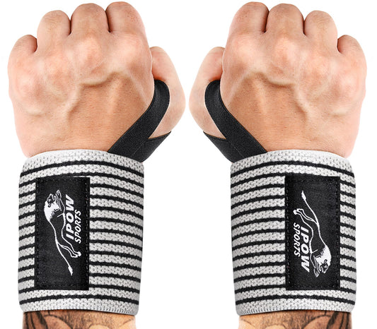 IPOW 18'' Professional Wrist Wraps for Weightlifting 2 Pack(IPF Approved), Heavy Duty Gym Wrist Straps for Working Out, Weight Lifting Wrist Brace for Men & Women, Wrist Support with Thumb Loop