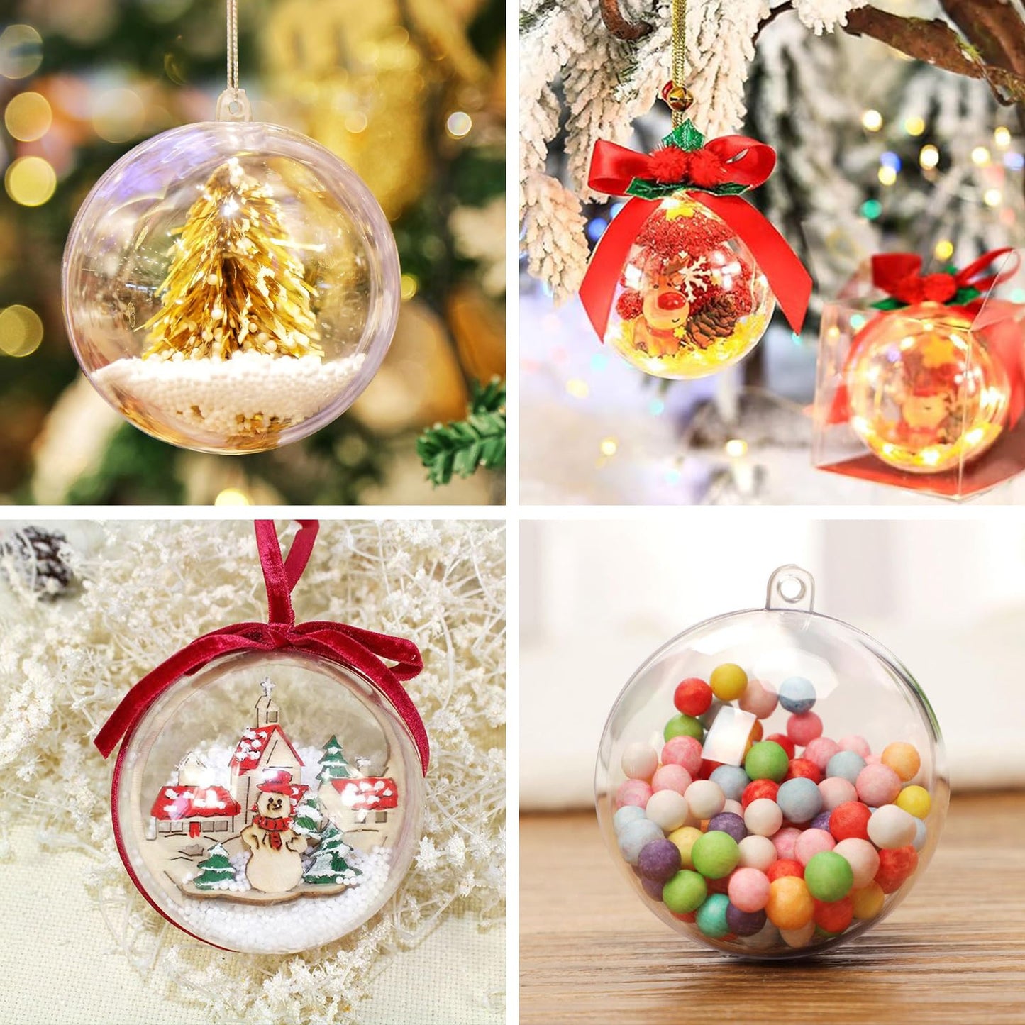 10 Pcs Christmas Ornament Balls, Clear Plastic Fillable Ornament Ball, 70 mm DIY Bath Bomb Mold Set Acrylic Ball Baubles for Christmas Tree, Halloween, Holiday, Wedding, Party, Home Decor