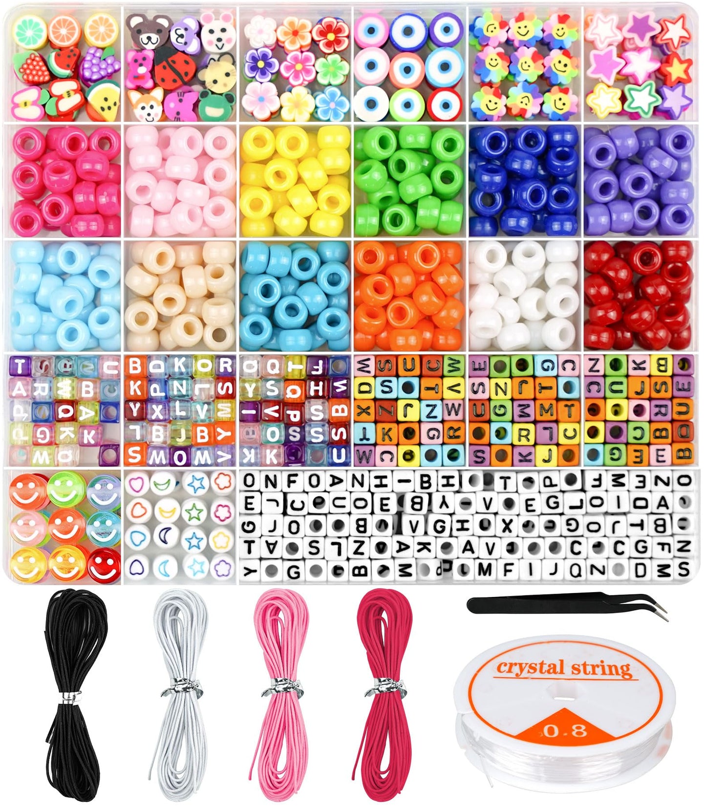 Dowsabel Bracelet Making Kit, Beads for Bracelets Making Pony, Kandi, Polymer Clay, Smile Face & Letter Beads for Jewelry Making, DIY Arts and Crafts Gifts Toys for Girls Age 6-12