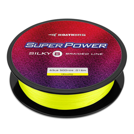 KastKing Superpower Silky8 Braided Fishing Line, Yellow, 8 Strand, 6LB, 150Yds