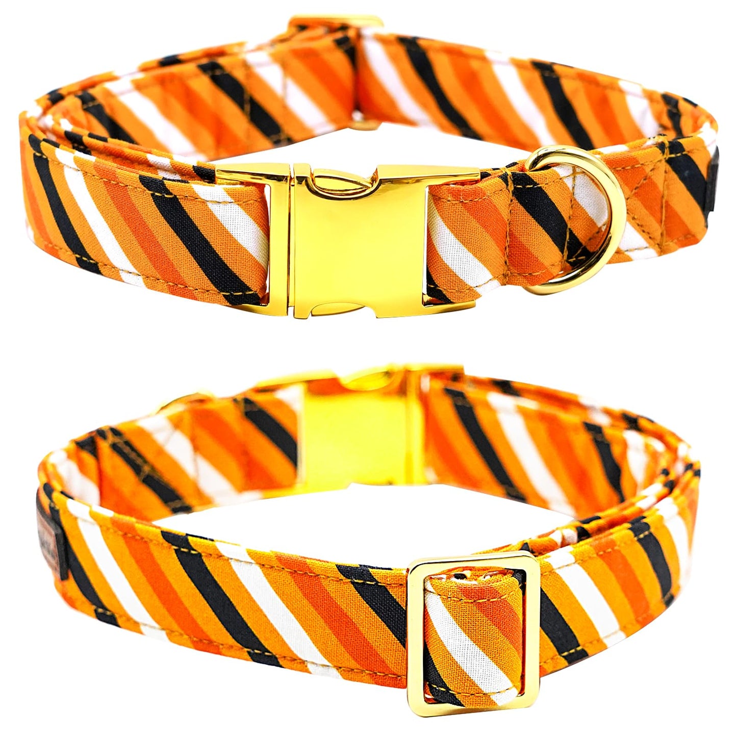 Elegant little tail Dog Collar, Fall Dog Collar Orange Stripe Holiday Pet Collar Dog Halloween Dog Bow Collar Pet Durable Adjustable Girl Boy Dog Collar for Small Dogs