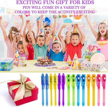 iGeeKid 32 Pack 2 Style Invisible Ink Pen with UV Black Light Party Favor for Kids 8 12 Secret Spy Pens Magic Disappearing Ink Markers Clasroom Prize Birthday Gifts Halloween Goodie Bags Stuffers