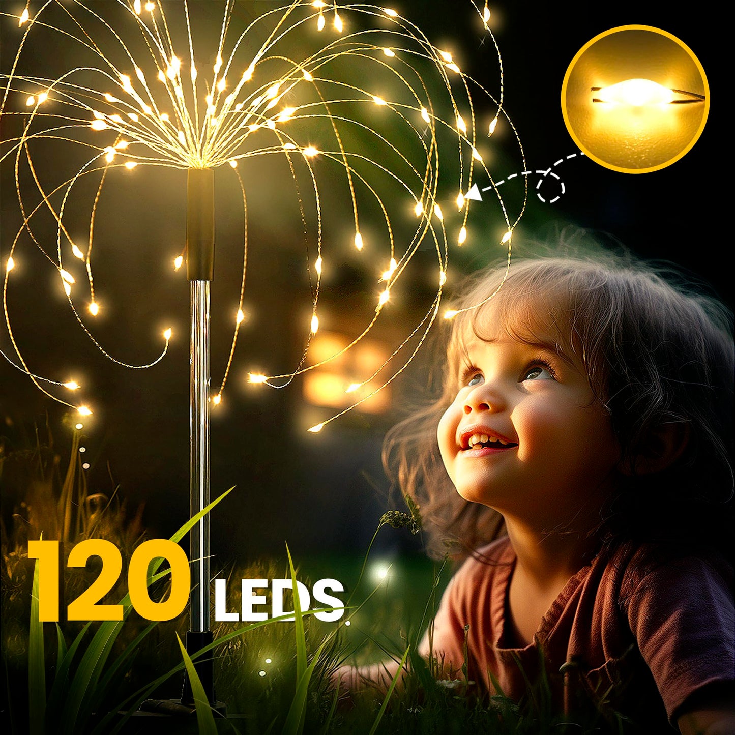 GIGALUMI Garden Outdoor Decor Lights 120LED 2Pack, Solar Garden Lights for Yard Outside Fairy Decorative,Solar Powered for Yard Pathway Flowerbed Planter Balcony Patio 4th of July Decor（Warm White）