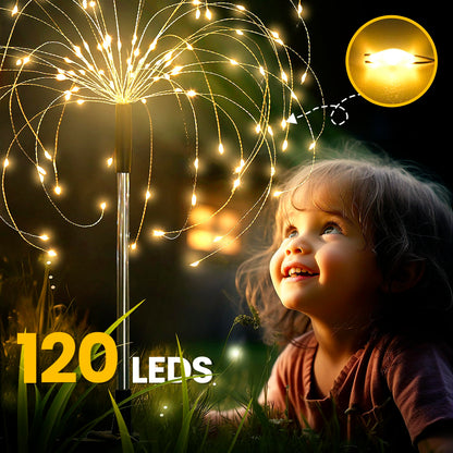 GIGALUMI Garden Outdoor Decor Lights 120LED 2Pack, Solar Garden Lights for Yard Outside Fairy Decorative,Solar Powered for Yard Pathway Flowerbed Planter Balcony Patio 4th of July Decor（Warm White）