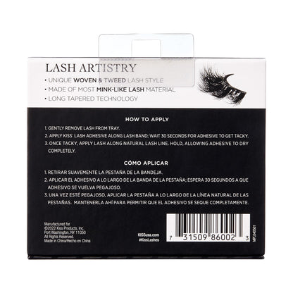 KISS Lash Couture Masterpiece Hand-Woven Faux Mink False Eyelashes, Style ‘Cruise’, 12mm, Easy to Apply, Reusable, Vegan, Cruelty Free, 1 Pair Strip Lashes