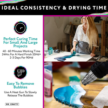 DR CRAFTY Clear Epoxy Resin Kit - For Table Top, Molds, Art, Craft, Jewelry Casting, DIY, Tumblers & Wood - 2 Part Kit, 64 Ounces