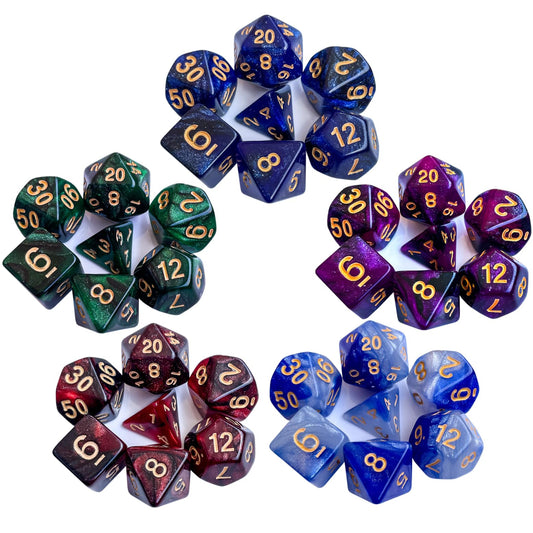 35Pieces DND Dice Set| Galaxy Double Color Polyhedral Dice Set for Board Game