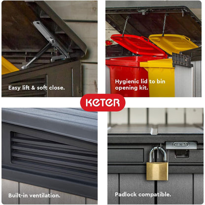 Keter Outdoor Storage Box & Shed for House, Patio & Yard, Elite Store, 4.6 x 2.7 Ft, Gray - Portable Utility Deck and Cabinet for Tools, Equipment, and Garbage