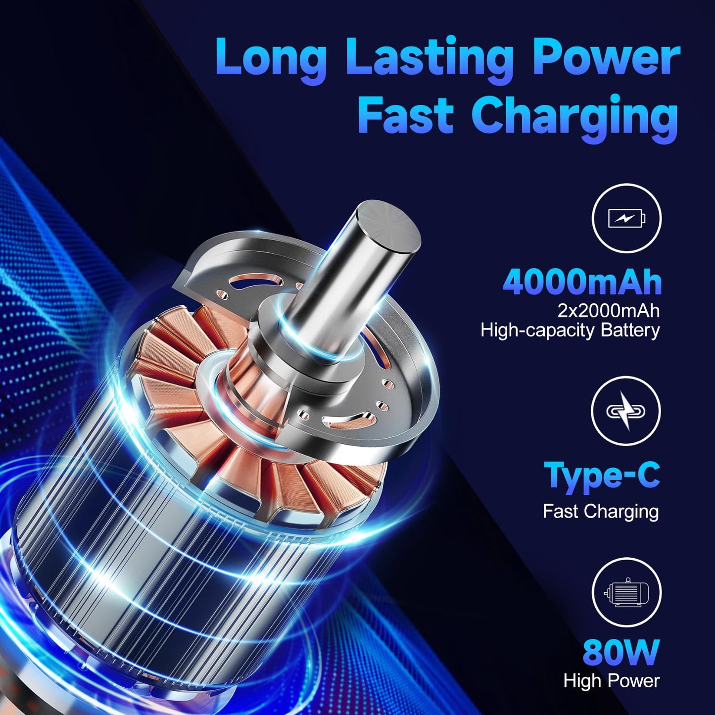 Handheld Car Vacuum Cleaner, 15KPa Mini Cordless 4000mAh Vacuum Cleaner with LED Light, Digital Display & 3 Speeds, 80W High Power 3-in-1 Portable Vacuum with 7 Nozzles, for Car, Home, Office, Pet