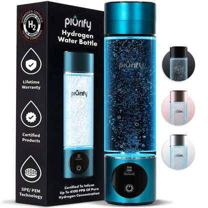 Hydrogen Water Bottle Generator - Up to 4100+ PPB - SPE/PEM Technology - Certified H2 Generator - Portable Athletic Performance & Hydration System - 6-Hour Hydrogen Retention, 10 oz (Turquoise)