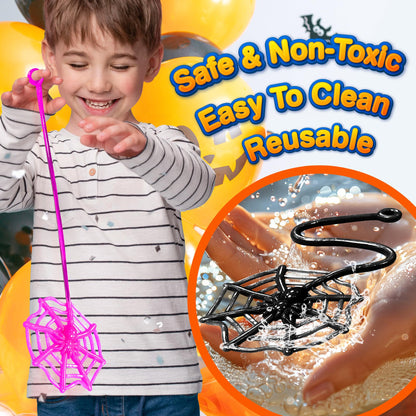 24Pcs Sticky Spider Web Party Favors Pack, 7.5 inches in Total Length, Halloween Party Favors, Gifts For Birthday, Goodie Bag Classroom Prizes, 4 colors