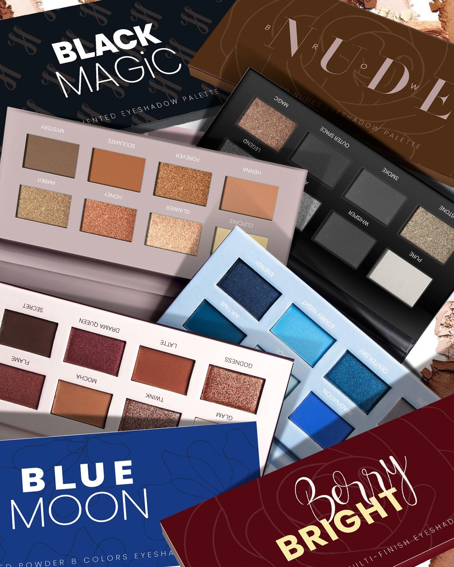 HOOMUSS Black Smoky Eye Shadow Palette 8Color Dark Grey Smokey Eyeshadow for Goth Makeup Black Silver White Gray Shade for Halloween (BlackS)