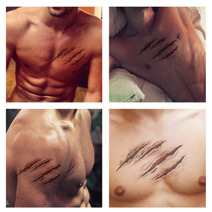 20 Sheets Halloween Body Face Scar Realistic Temporary Tattoos Stickers Horror Realistic Waterproof Fake Bloody Wound Stitch Stickers Makeup for Halloween Party Cosplay