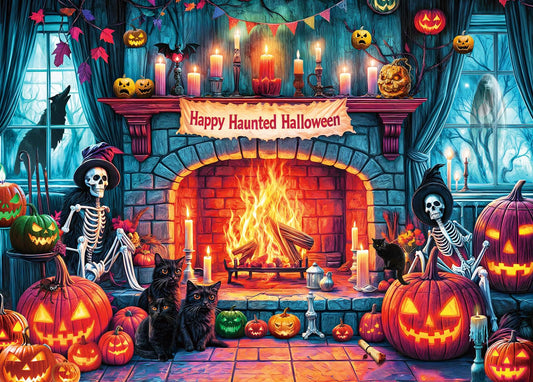 Halloween Night 1000 Piece Puzzle -Retro Horror Art- 1000 Pieces Jigsaw Puzzles for Kids and Adults - 1000 Piece Haunted Mansion Jigsaw Puzzle(27.6"x 19.7")
