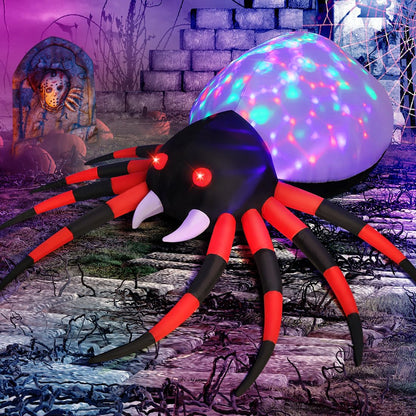 GOOSH 5 FT Halloween Inflatable Spider Outdoor Decoration with Magic Light Blow Up Yard Spider Inflatables Holiday Inflatables for Outdoor Yard Garden Lawn Decor