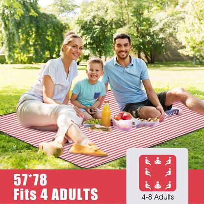 G GOOD GAIN Picnic Blankets Waterproof - Extra Large Outdoor Blanket Sand Free Foldable with Carry Strap for Beach, Camping, Park Grass, Hiking, Travel, Concerts, Indoor(Apple)