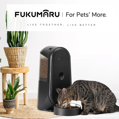 FUKUMARU Automatic Cat Feeder, 2 in 1 Automatic Pet Feeders with Camera and Audio, Support DIY Meals and Timed Control WiFi Cat Food Dispenser