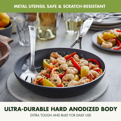 GreenPan Valencia Pro Hard Anodized Healthy Ceramic Nonstick 8" Frying Pan Skillet, PFAS-Free Cookware, Stainless Steel Handle, Induction Suitable, Dishwasher Safe, Oven Safe, Gray