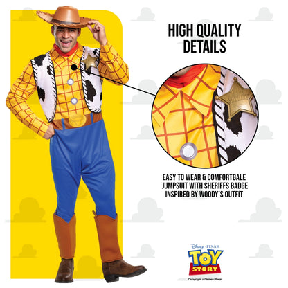 Disguise Men's Disney Pixar Toy Story and Beyond Woody Classic Costume, Yellow/Black/White/Brown, X-Large