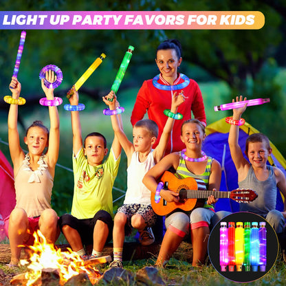 24 Pack Glow Sticks Classroom Halloween Party Favors for Kids 4-8-12, Goodie Bags Stuffers Light up Pop Tubes, Bulk Glow Necklace Bracelet Birthday Glow in the Dark Party Supplies Party Decoration