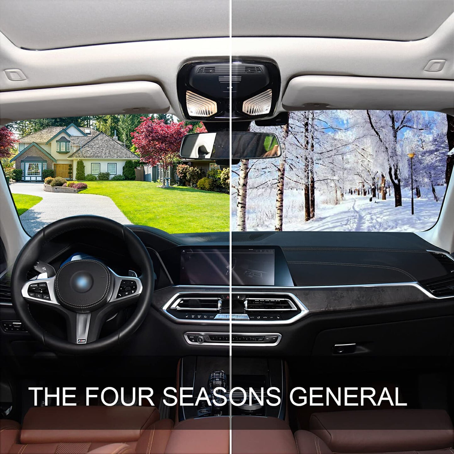 Funny Skull Car Windshield Sunshade - Skeleton Car Shade Skull Sun Shade Black Blocks UV Rays Visor Protector Accordion Folding Sun Reflector Auto Sunshade for Truck SUV to Keep Your Vehicle Cool