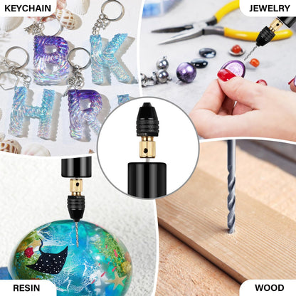 LET'S RESIN Electric Resin Drill, 74Pcs Hand Drill Supplies with 3-Jaw Clamp-Applicable to A Larger Drilling Range (0-3mm), Grip Nose Pliers, Keychain Making Kit, Tools for Resin Art