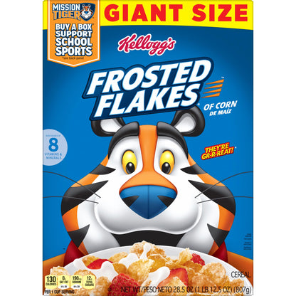 Kellogg's Frosted Flakes Breakfast Cereal, Fat Free, Giant Size, 28.5 oz