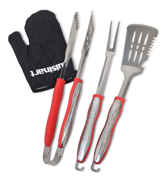 Cuisinart CGS-134 Grilling Tool Set with Grill Glove, Red (3-Piece)