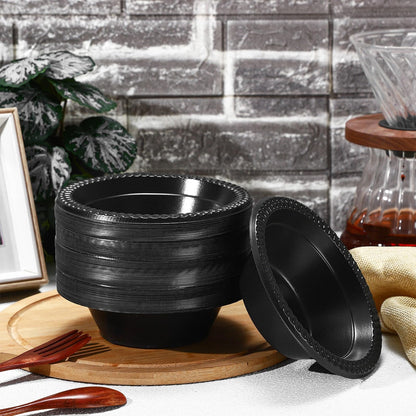 Lallisa 100 Pcs 12oz Black Disposable Plastic Bowls Halloween Dessert Cups Ice Cream Snack Salad Soup Food Serving Bowls for Halloween Party Favor Picnic