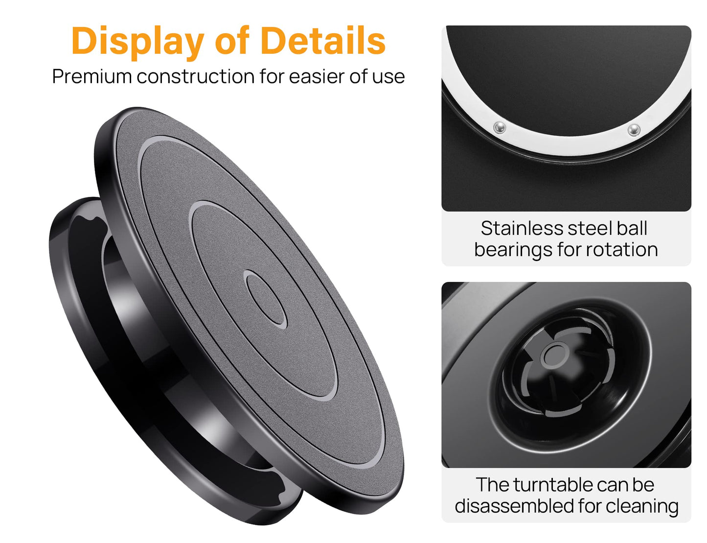 Kootek 11 Inch Rotate Turntable Sculpting Wheel Revolving Cake Turntable Black Painting Turn Table Lightweight Stand for Paint Spraying Spinner, Cake Decorating, Displaying Item