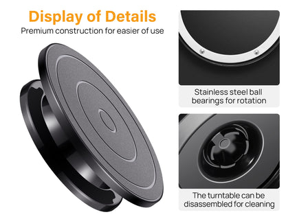Kootek 11 Inch Rotate Turntable Sculpting Wheel Revolving Cake Turntable Black Painting Turn Table Lightweight Stand for Paint Spraying Spinner, Cake Decorating, Displaying Item