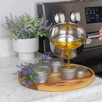 Cornucopia Brands 4-Ounce Metal Tins/Candle Tins (24-Pack); Round Containers w/Slip-On Lids for Party Favors, Candle Making, Spices, Gifts