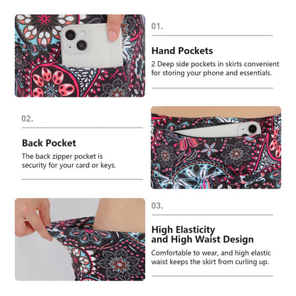 CZRLHYT Women's Skorts Skirts 25" Knee Length Modest Athletic Skirts with Pockets Sunflower S