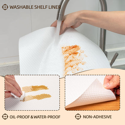 Shelf Liner for Kitchen Cabinets White- Food Safe, Non-Adhesive, and Waterproof - Easy to Clean and Reusable - Perfect for Shelves,Fridge,Drawers,Cupboard and Pantry Cabinets 12'' X 120 Inch