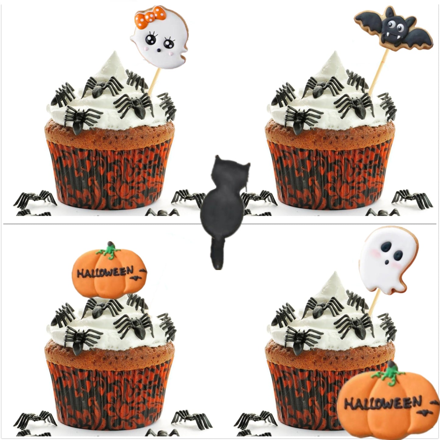 5 Pieces Mini Halloween Cookie Cutters, Size 2.2" to 2.6" Small Stainless Steel Molds Ghost, Cat, Bat, Pumpkin Holiday Shapes for Halloween Party Decorations