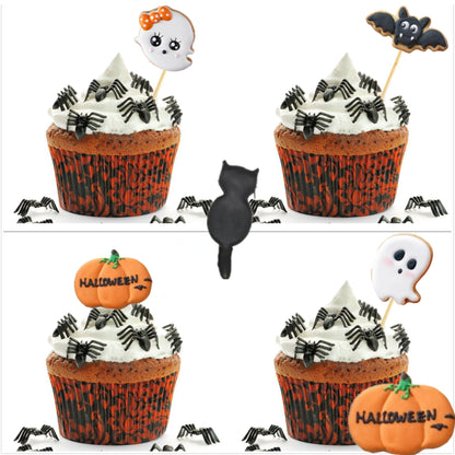 5 Pieces Mini Halloween Cookie Cutters, Size 2.2" to 2.6" Small Stainless Steel Molds Ghost, Cat, Bat, Pumpkin Holiday Shapes for Halloween Party Decorations