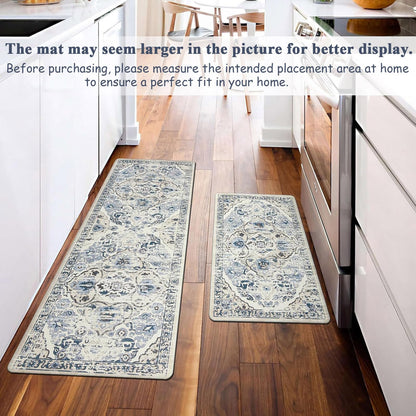Ileading Anti Fatigue Kitchen Rugs Sets of 2 Cushioned Kitchen Mats for Floor Waterproof Kitchen Mat Set Non Slip Comfort Standing Mat for Kitchen, Office, Sink, Laundry