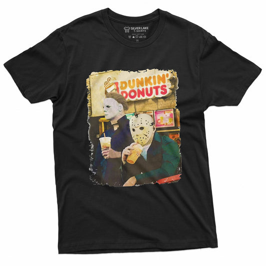 Halloween Movie Inspired T-Shirt Michael Myers Drinking Coffee Funny Humorous Tee for Him (XX-Large Black)