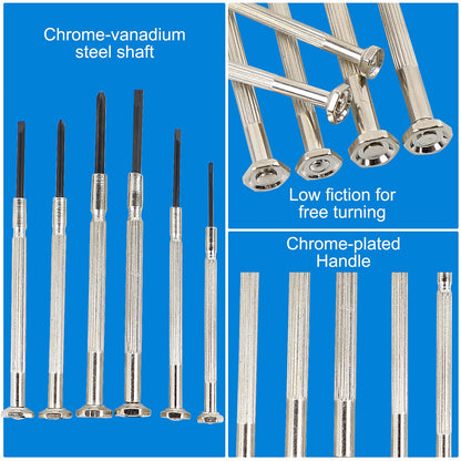 6 PCS Precision Screwdriver Sets, Eyeglass Repair Kit Screwdriver, Mini Screwdriver Set, Flat Head and Philips Head Screwdriver Sets, With 6 Different Sizes, Suitable For Watch, Electronic Repairs