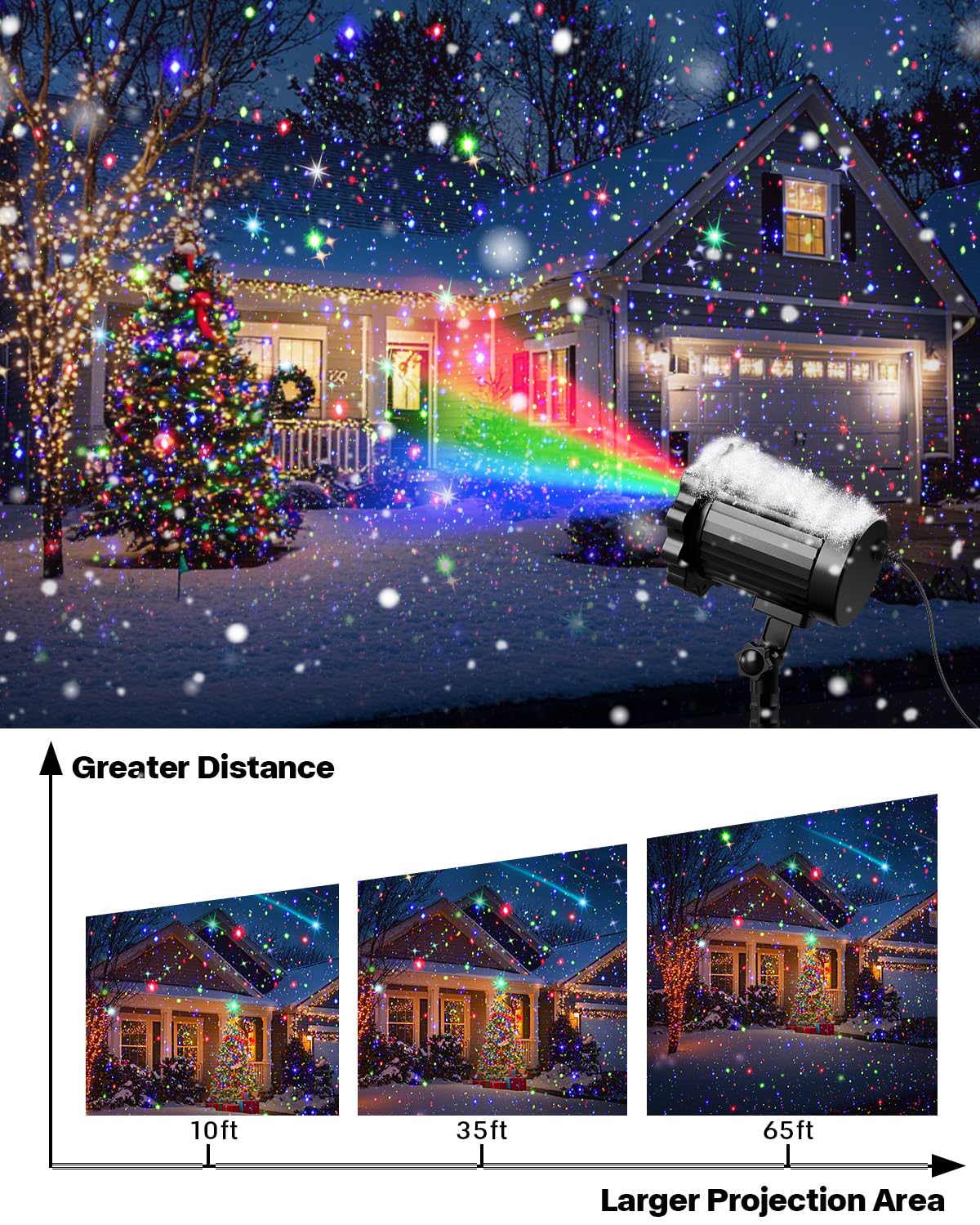 Laser Christmas Projector Lights Outdoor, Christmas Decorations Stars Light Show, Holiday Projector Decorations for House/Garden/Party