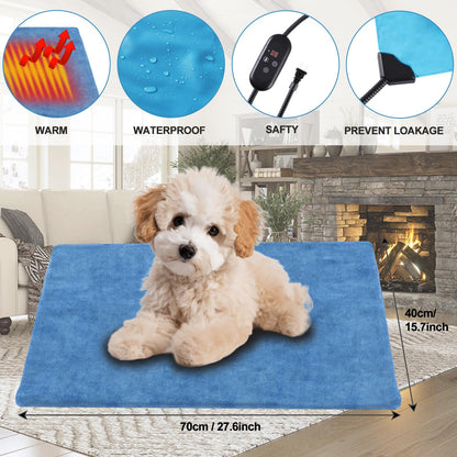 KEKELAN Pet Heating Pad for Dogs, Indoor Outdoor Waterproof Electric Heated Pad Mat for Cats with Chew Resistant Cord,5 Timer and 6 Level Temperature Pet Bed Warmer-15.7x27.5
