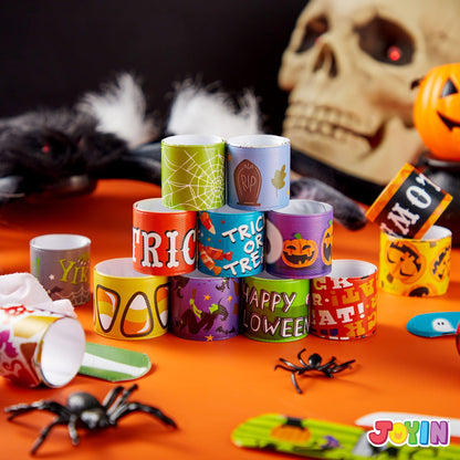 JOYIN 72 PCS Halloween Slap Bracelets for Kids, Halloween Bracelets Bulk for Girls Boys Gifts, Friendship Snap Bracelet for Halloween Party Favors Goodie Bag Fillers, Classroom Favors