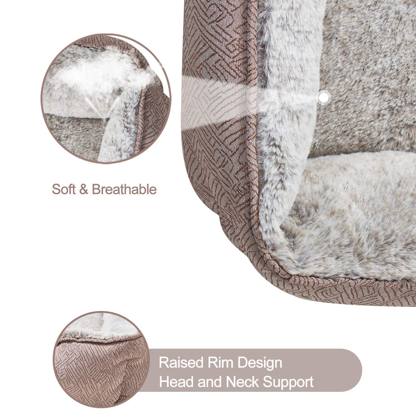 JOYELF Dog Bed Washable Calming Pet Bed, Anti Anxiety Cat Bed & Sofa, Cute Plush Pet Bed for Small Dog and Cat - Small Rectangle