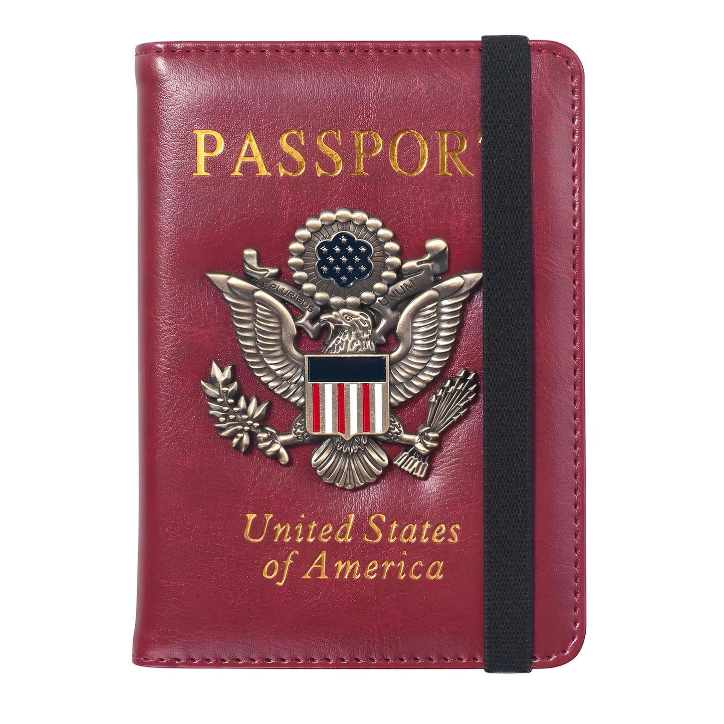 FACATH Passport Holder for Travel Passport Cover for Men Passport Wallet Case With 3D Metal Badge Protector Leather Card Case RFID Blocking Women Travel Accessories Document Organizer (Wine Red)