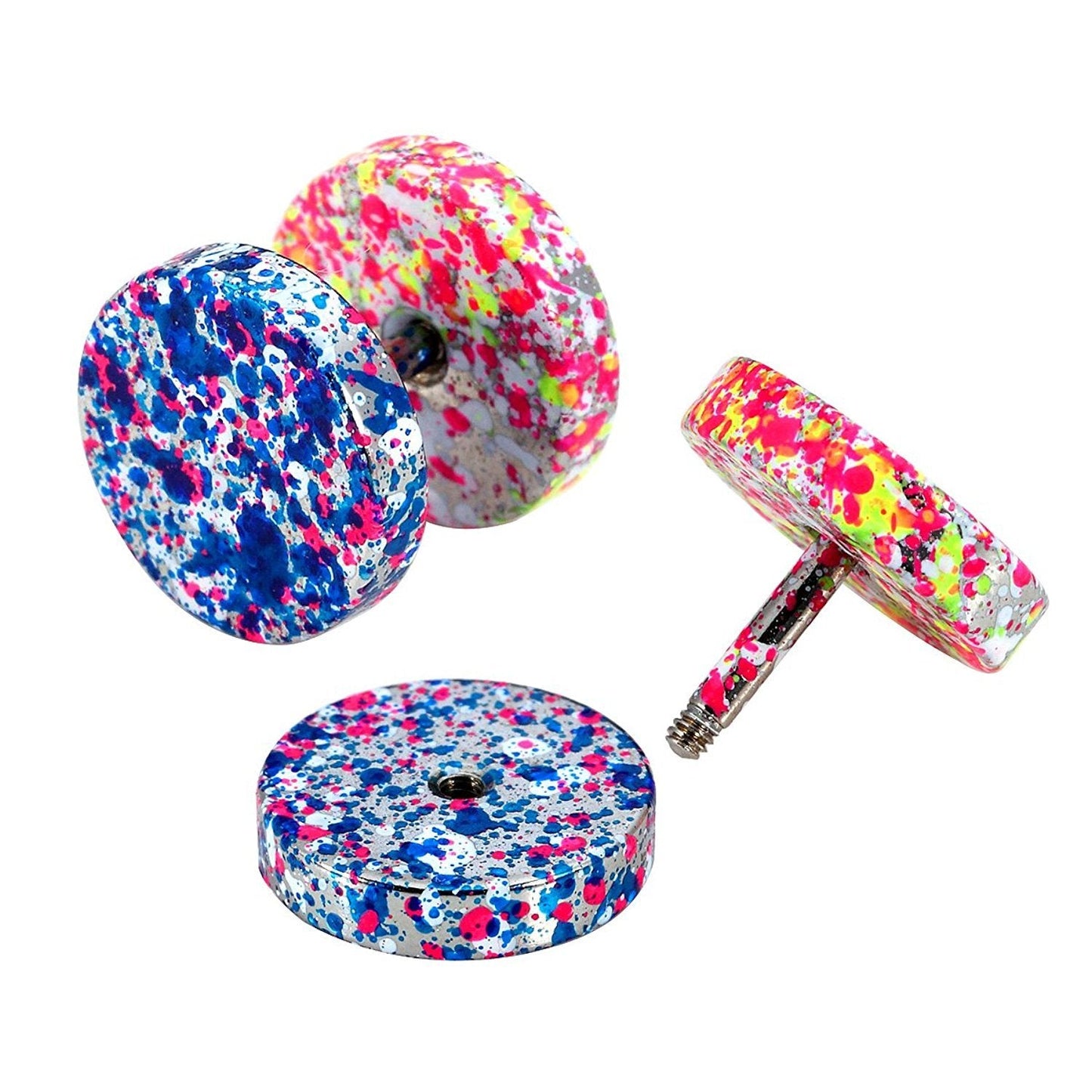 JewelrieShop Fake Plugs Faux Gauges Plugs Earring for Men Stainless Steel Studs Circle Flat Back Cheater Illusion Tunnel Dumbbell Earrings Ear Plugs Women(16G,6-12 Pieces,10mm)