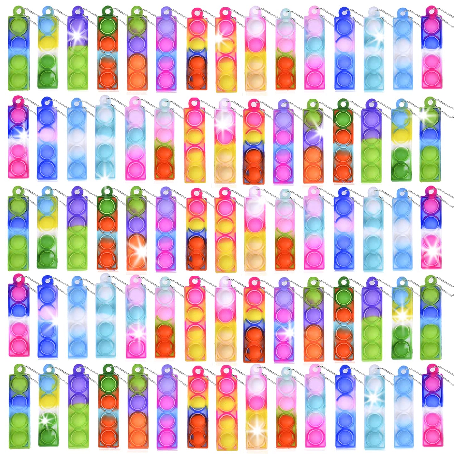 75Pcs Party Favors for Kids 3-5 4-8 Fidget Toys Bulk Mini Pop Keychain Sensory Toys Stocking Stuffers Birthday Carnival Treasure Classroom Prizes Stress Relief Toy Easter Eggs Fillers