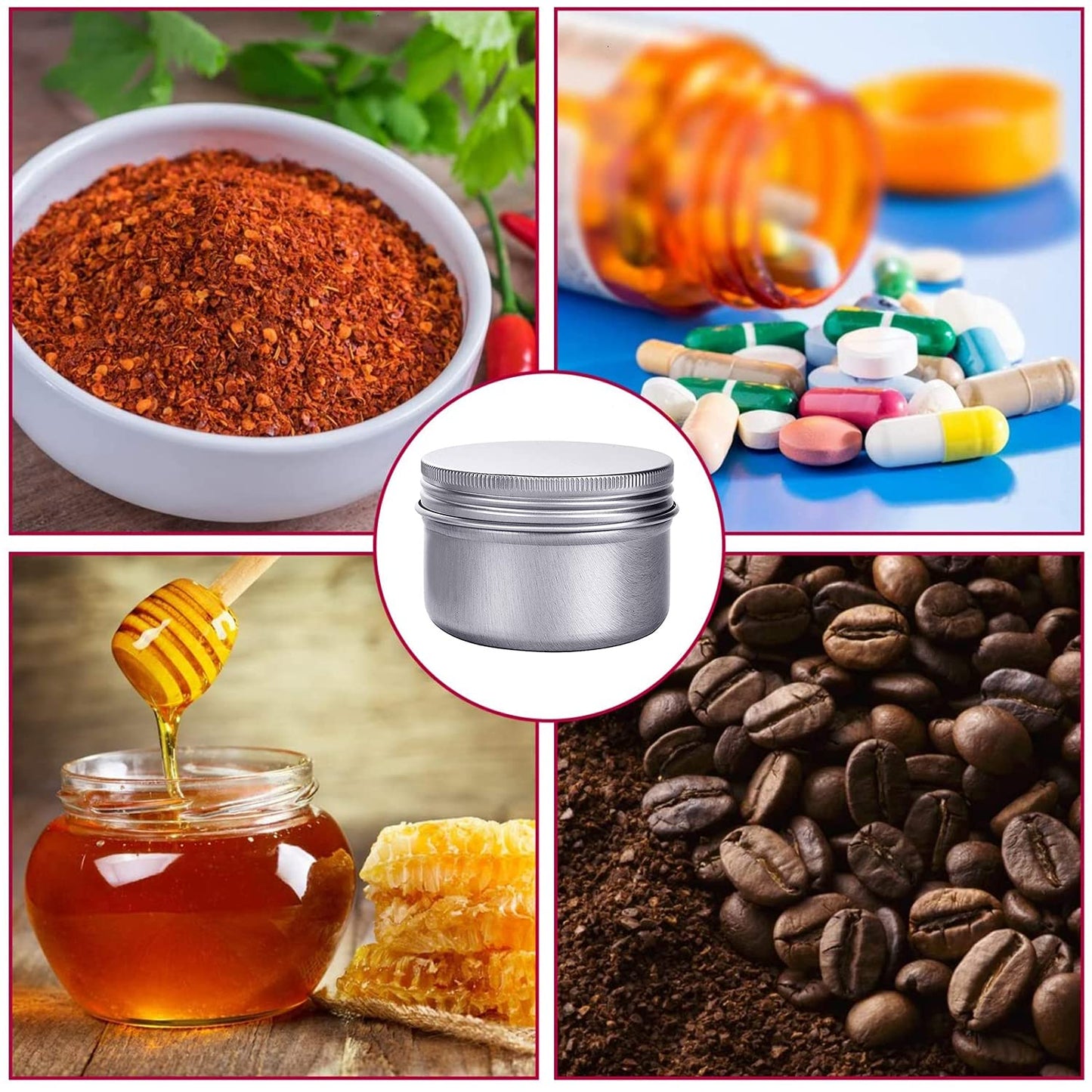 6 Ounce Aluminum Cans 180 mL Screw Lid Metal Storage Tins Containers for Storing Spices, Candies, Lip Balm, Candles, 6 Pcs.