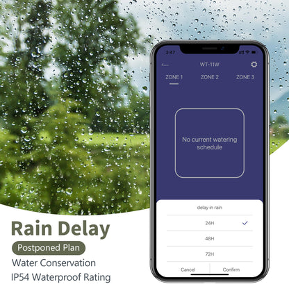 Diivoo WiFi Sprinkler Timer 3 Zone, Smart Water Hose Timer Compatible with Alexa and Google, Remote Control Irrigation, Automatic Manual Watering, Rain Delay, for Garden, Yards and Lawns (2.4Ghz Only)