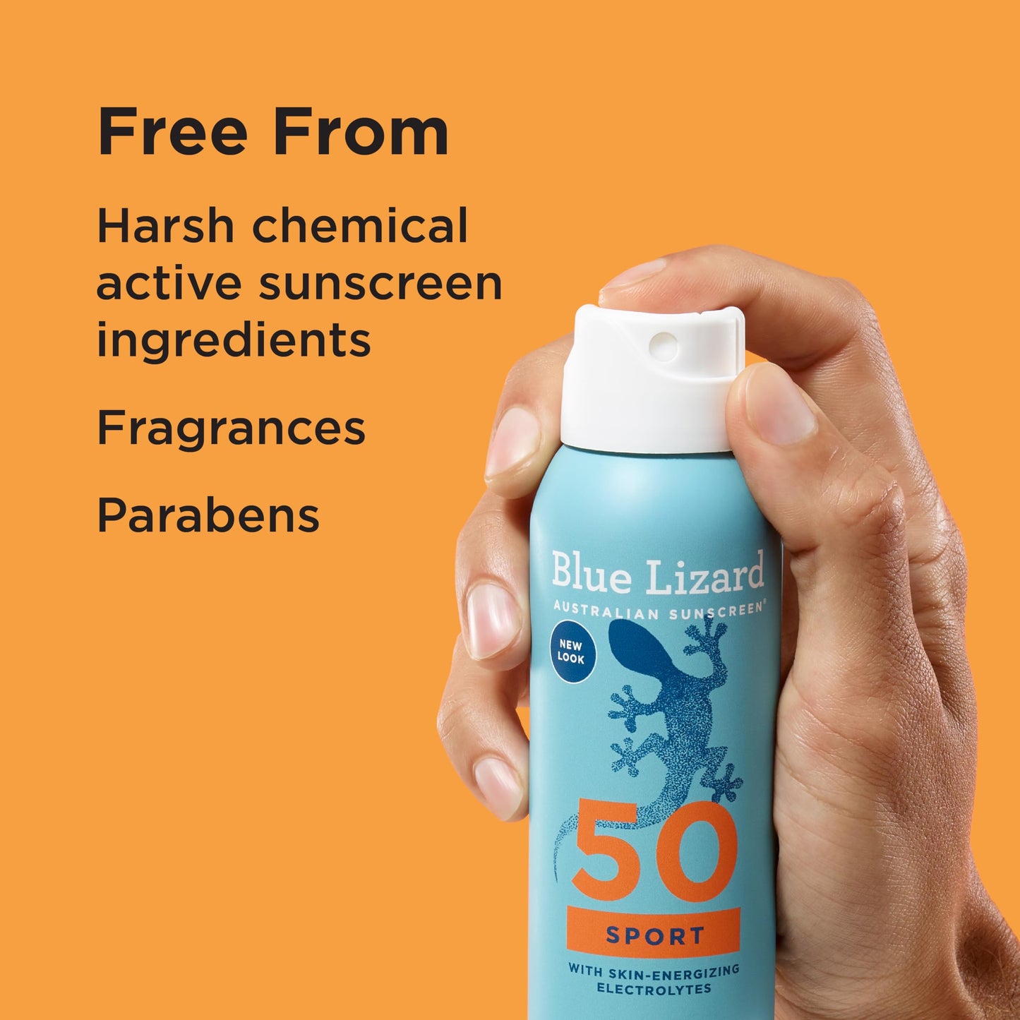 BLUE LIZARD Sport Mineral Sunscreen Spray SPF 50+, Dermatologist-Recommended Brand, Broad-Spectrum UVA/UVB Protection, Water-Resistant, Zinc Oxide Formula, Vegan, 5 fl oz